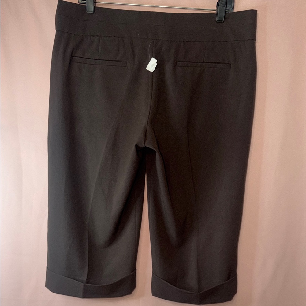 Finity Brown Cropped Dress Pants with Cuffed Hem - Picture 4 of 5